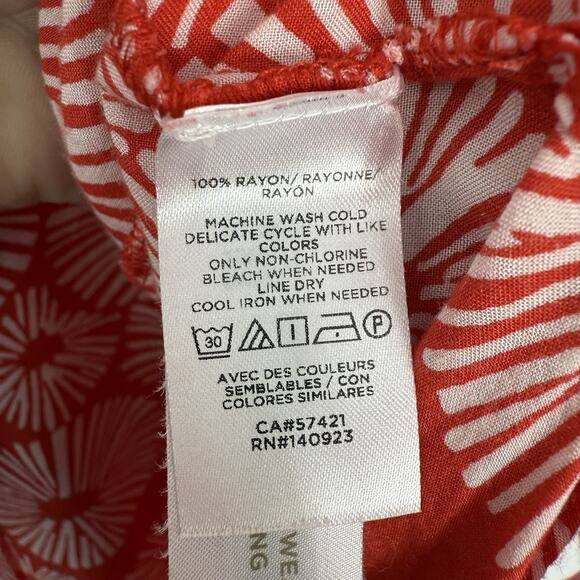 LOFT Open Kimono topper Size XS/Small Red Floral Artsy Long Length - Picture 7 of 9